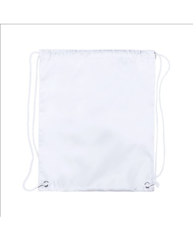 Mochila cuerdas tipo saco hecha de poliéster personalizable de color blanco