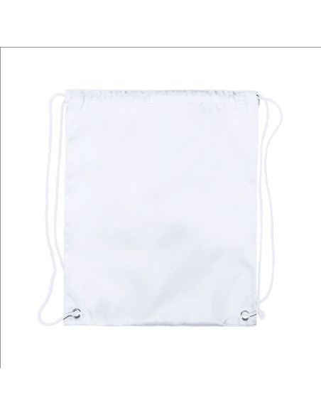 Customizable white polyester drawstring backpack