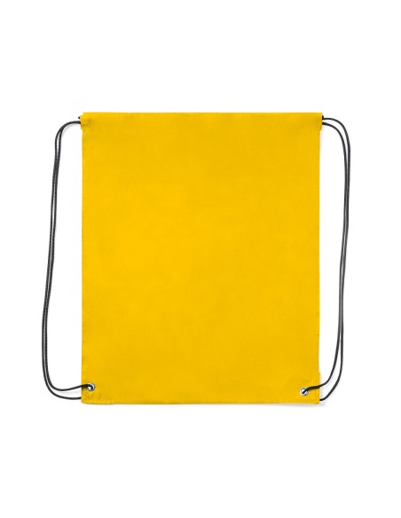 Mochila cuerdas tipo saco hecha de poliéster personalizable de color amarillo