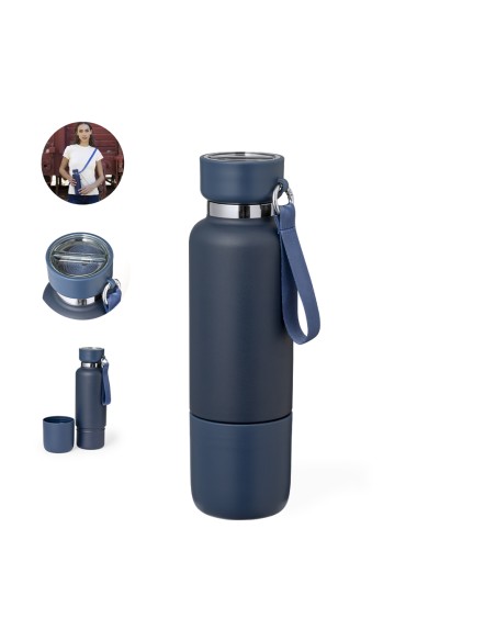 Thermal stainless steel bottle 550ml with glass - Flautrok