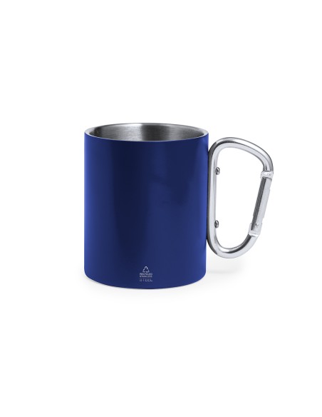 Recycled Stainless Steel Mug, 300ml with carabiner handle - Lecrer