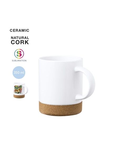Mug à sublimation 350ml avec base en liège Personnalisé en couleur - Nala