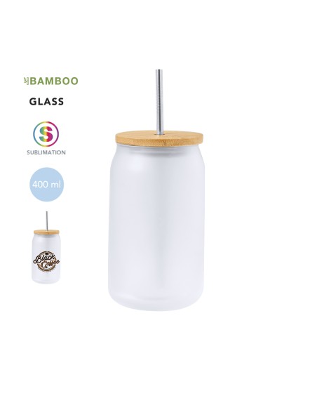 Tarro de Sublimación con tapa de bambú - Fonix