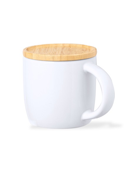 Ceramic mug 350ml bamboo lid - Zenara