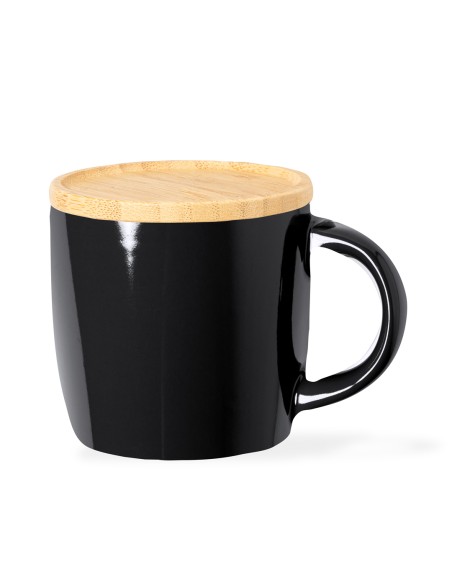 Ceramic mug 350ml bamboo lid - Zenara