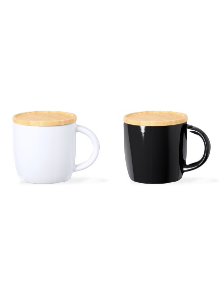 Mug céramique 350ml couvercle bambou - Zenara