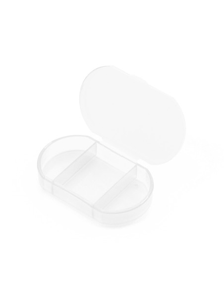 Pilulier 3 compartiments blanc translucide, personnalisable avec logo