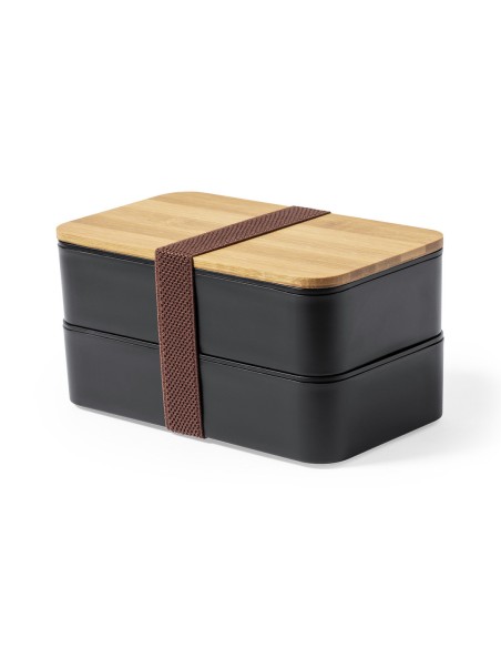 Lunch box with 2 compartments of 700 ml and bamboo lid, customizable - Bawar