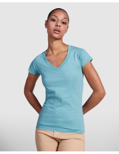 Women's fitted V-neck T-shirt, 100% cotton, 155g/m² - Victoria Roly