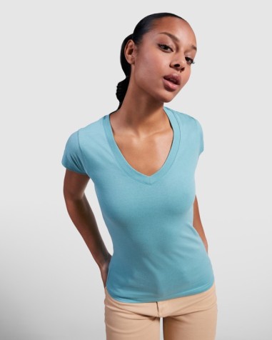 Camiseta MUJER escote pico entallada...