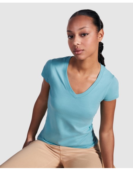 Women's fitted V-neck T-shirt, 100% cotton, 155g/m² - Victoria Roly