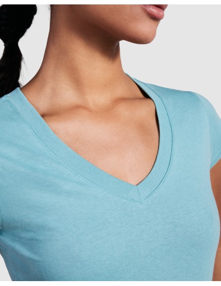 T-shirt femme ajusté col V, 100 % coton, 155 g/m² - Victoria Roly
