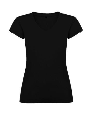 T-shirt femme ajusté col V, 100 %...