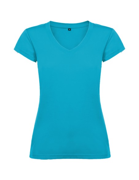 T-shirt femme ajusté col V, 100 % coton, 155 g/m² - Victoria Roly