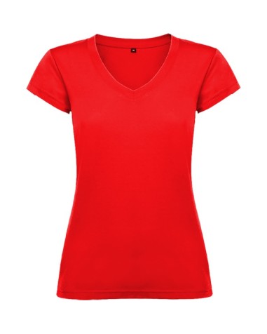 T-shirt femme ajusté col V, 100 %...