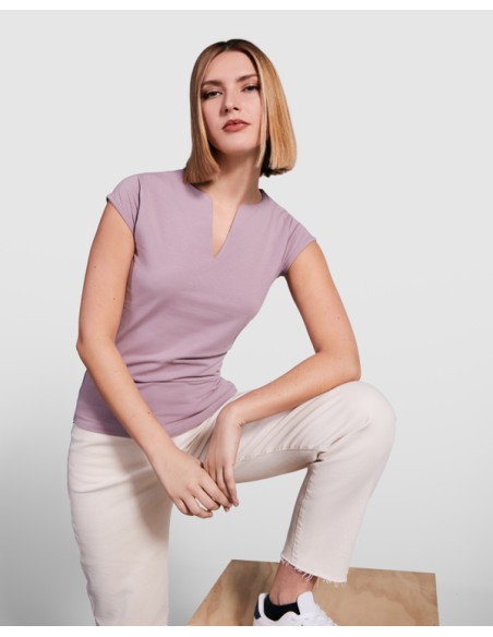 T-shirt femme ajusté col V, 94 %algod / 6 %elastano , 200 g/m² - Belize Roly