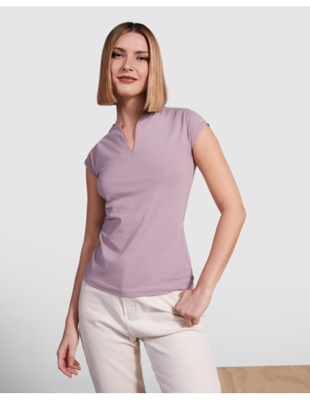 T-shirt femme ajusté col V, 94 %algod / 6 %elastano , 200 g/m² - Belize Roly