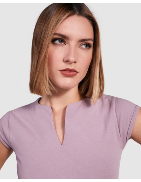 Women's fitted V-neck T-shirt, 94 %algod /6 %elastano , 200g/m² - Belize Roly