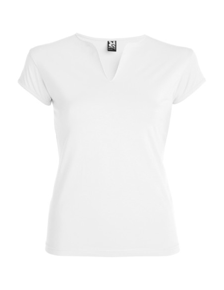 T-shirt femme ajusté col V, 94 %algod / 6 %elastano , 200 g/m² - Belize Roly