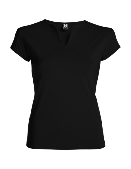 Women's fitted V-neck T-shirt, 94 %algod /6 %elastano , 200g/m² - Belize Roly