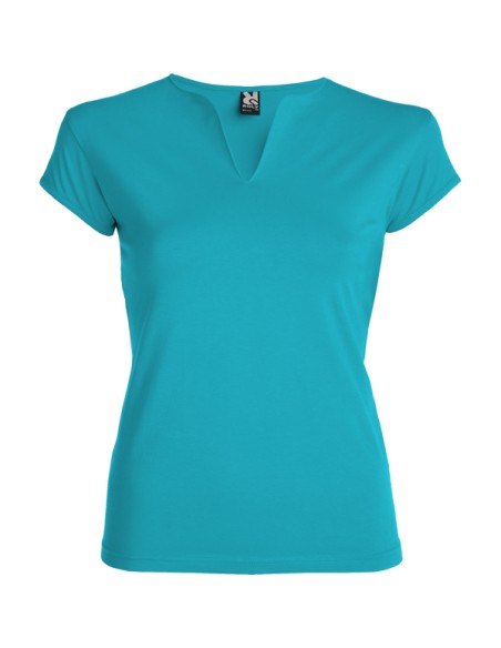 T-shirt femme ajusté col V, 94 %algod / 6 %elastano , 200 g/m² - Belize Roly
