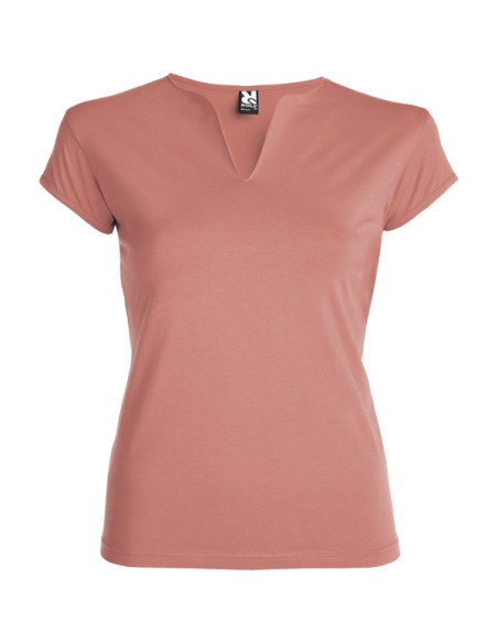 T-shirt femme ajusté col V, 94 %algod / 6 %elastano , 200 g/m² - Belize Roly