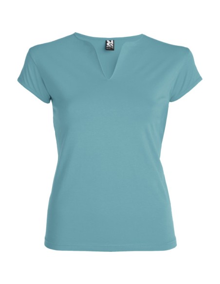 T-shirt femme ajusté col V, 94 %algod / 6 %elastano , 200 g/m² - Belize Roly