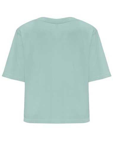 Loose-fitting crop top style T-shirt... Loose-fitting crop top style T-shirt...