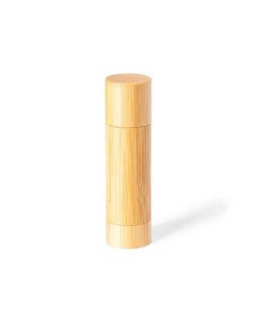 pinta labios bálsamo de protección sabor vainilla presentado en bambú personalizable