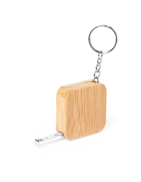Porte-clés personnalisable en bambou avec mètre ruban de 1 mètre - Axler