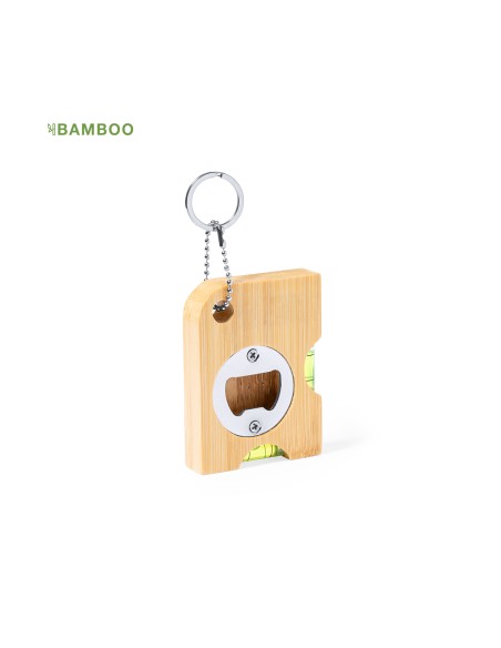 Bamboo keychain with levels and bottle opener - Nish