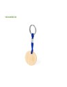 Customizable round bamboo keychain -...