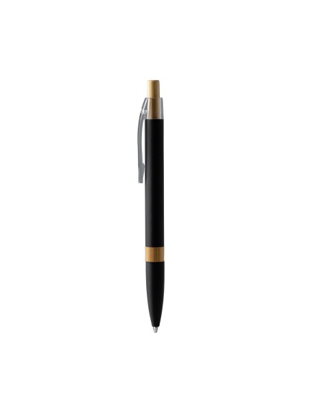 Ballpoint pen with recycled aluminum body and bamboo details - ASCARI