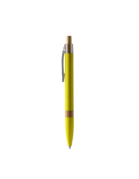 Ballpoint pen with recycled aluminum body and bamboo details - ASCARI