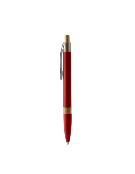 Ballpoint pen with recycled aluminum body and bamboo details - ASCARI