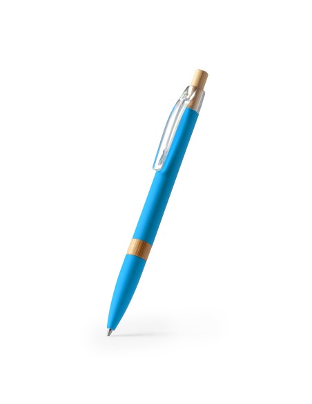 Ballpoint pen with recycled aluminum body and bamboo details - ASCARI