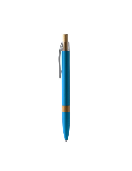 Ballpoint pen with recycled aluminum body and bamboo details - ASCARI
