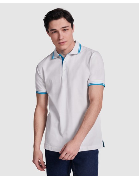 Two-tone short-sleeved polo shirt 100% cotton piqué knit 230g/m² ADULT - MONTREAL ROLY