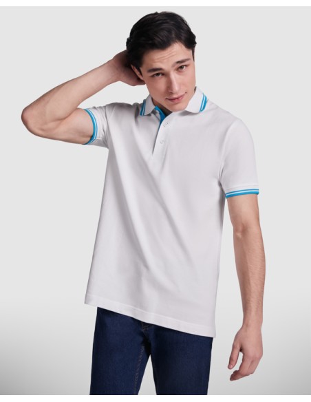 Two-tone short-sleeved polo shirt 100% cotton piqué knit 230g/m² ADULT - MONTREAL ROLY