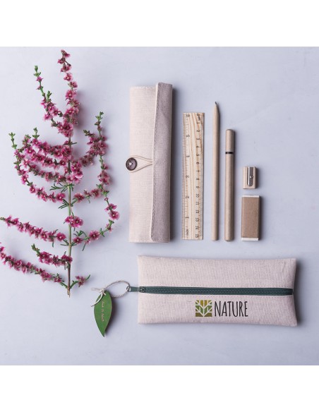 Jute/cotton case with 5 pieces - Marfik