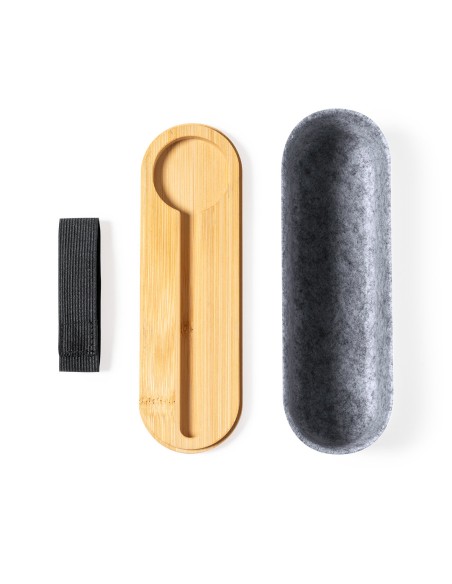 Customizable RPET Felt and Bamboo Case - GASTON