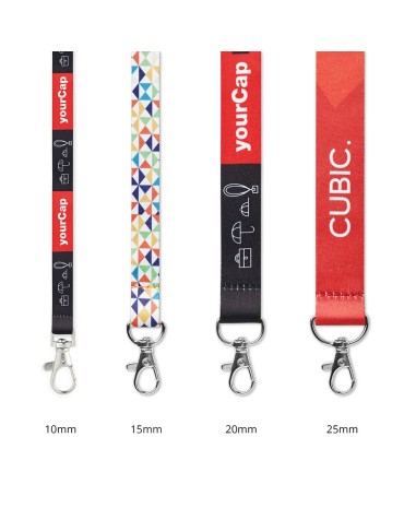 detall de les mides disponibles del lanyard personalitzat a tot color